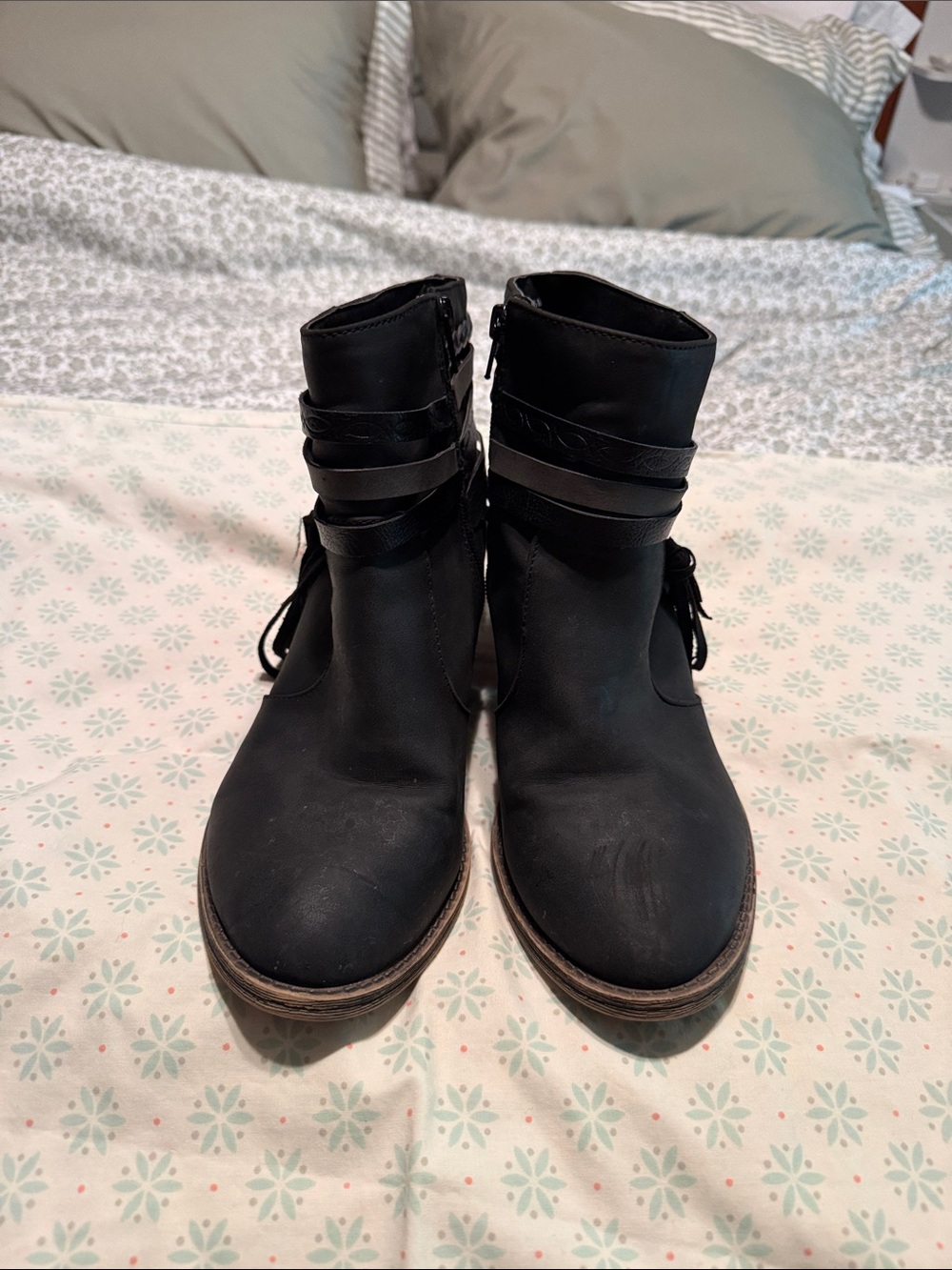 Jellypop Black Lace-Up Ankle Boots with Wrap Straps